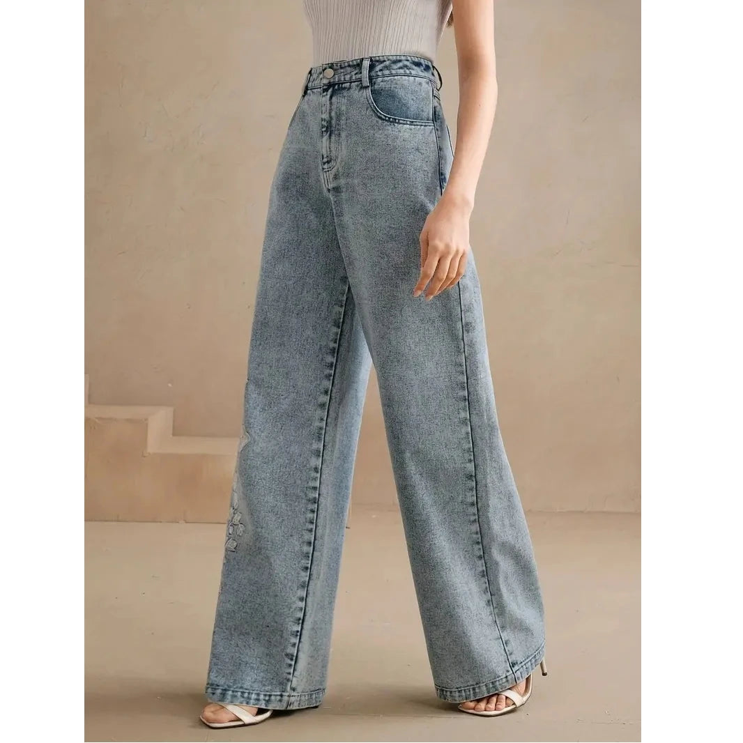 Y2K Plus Size Embroidered Jeans