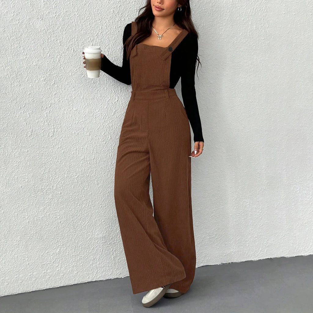 Corduroy Strap Wide Leg Jumpsuit