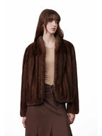 Brown Faux Mink Fur Coat