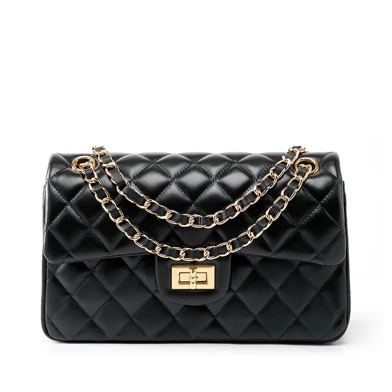 Diamond Stitch Leather Chain Bag
