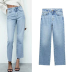 Light Wash Straight Leg Jeans