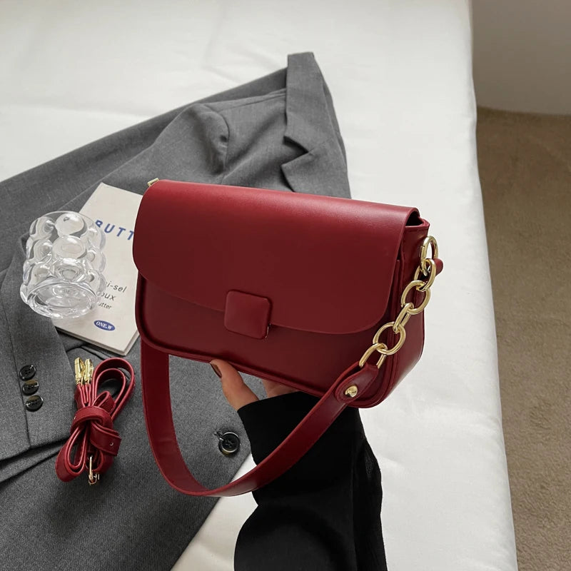 French Texture Chain Square Bag