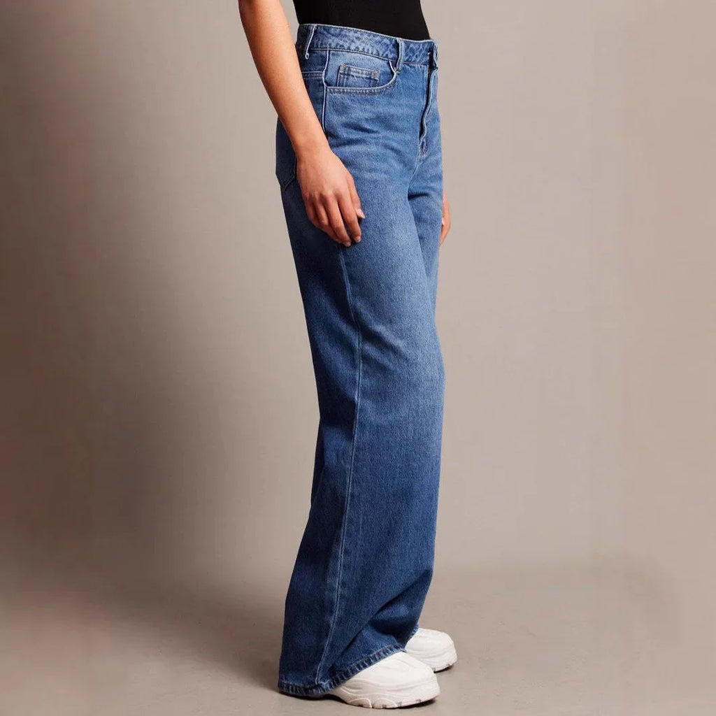 Wide Leg Splicing Denim Jeans