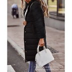 Mid-Length Hooded Puffer Cardigan Jacket