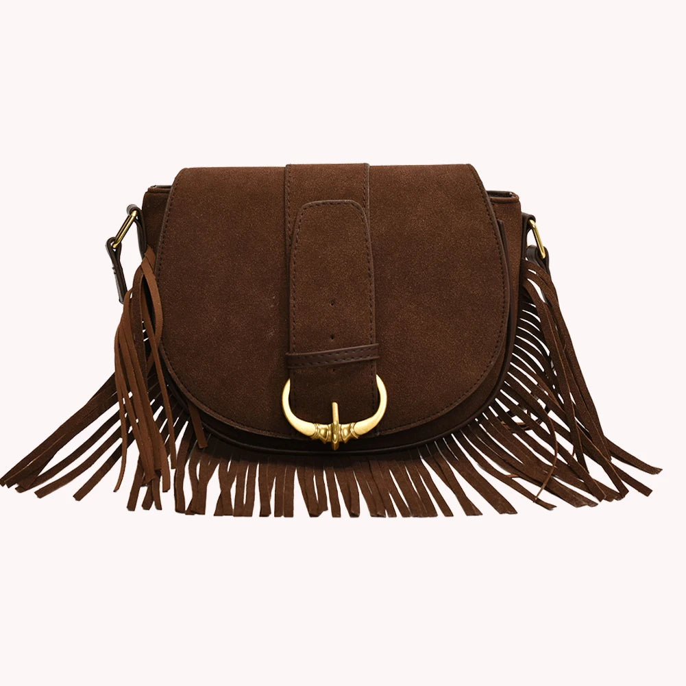 Suede Tassel Crossbody Box Bag