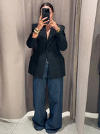 Black Slim Notch Lapel Blazer