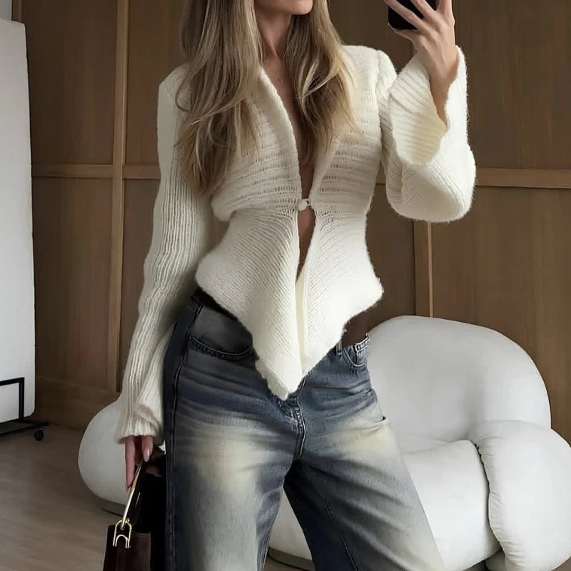 Loose Hollow Out Knit Cardigan Women's