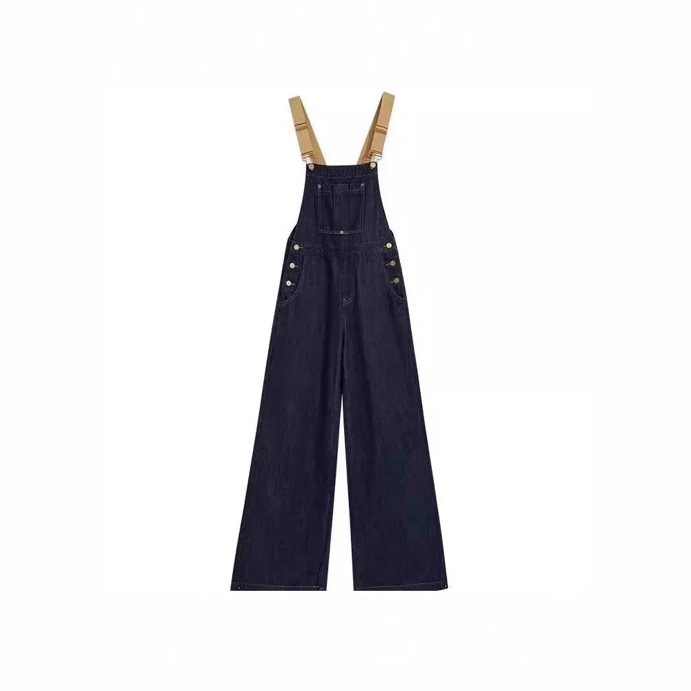 Retro Denim Floor-Length Overalls