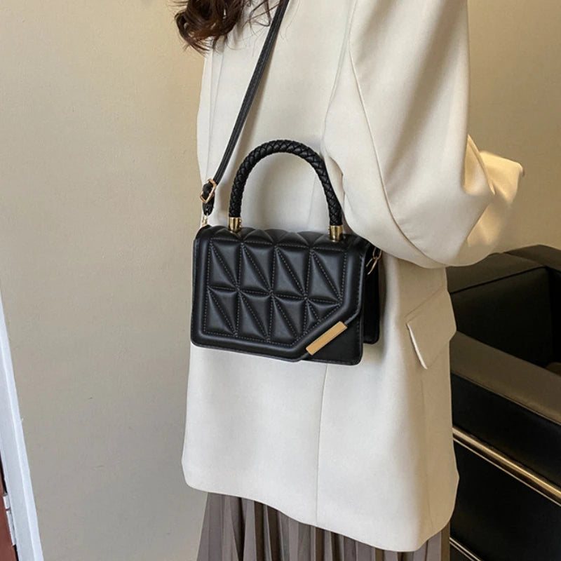 Black Plaid Square Shoulder Bag