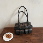 Coffee Brown Letter Crossbody Bag