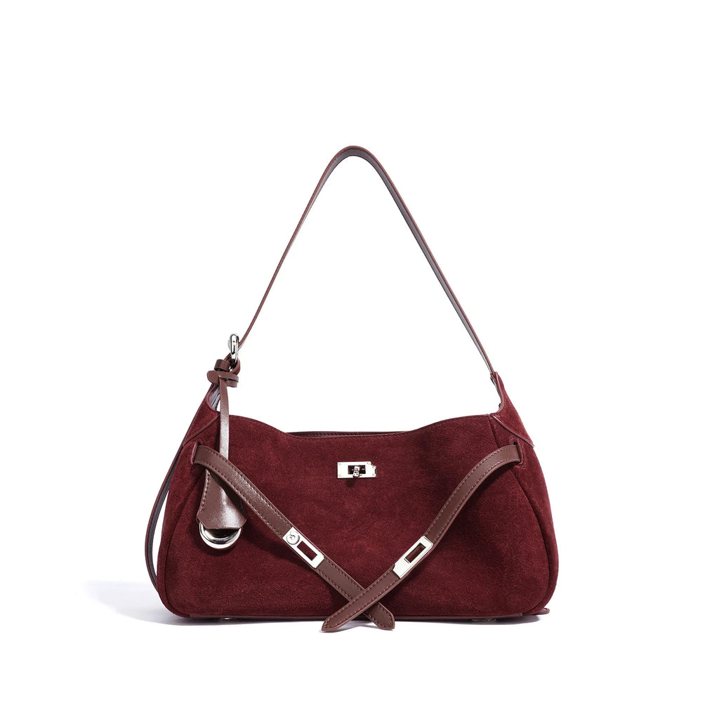 Suede Half Moon Shoulder Bag