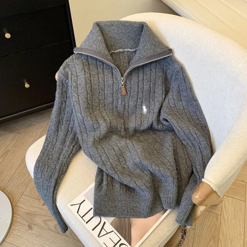 Women's Half-Zip Polo Neck Sweater