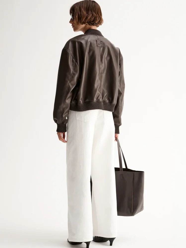 PU Leather Zip Biker Jacket