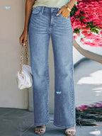 Elastic Waist Wide Leg Jeans