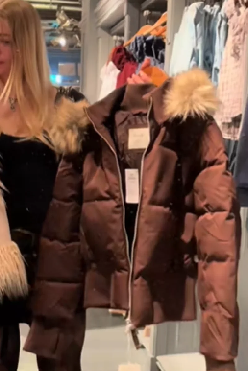 Women's Fur Collar Hooded Puffer Jacket