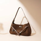 Suede Half Moon Shoulder Bag