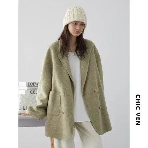 Double-Sided Wool Blend Coat
