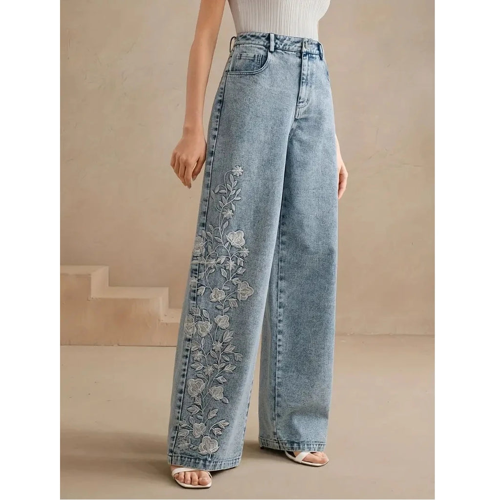 Y2K Plus Size Embroidered Jeans