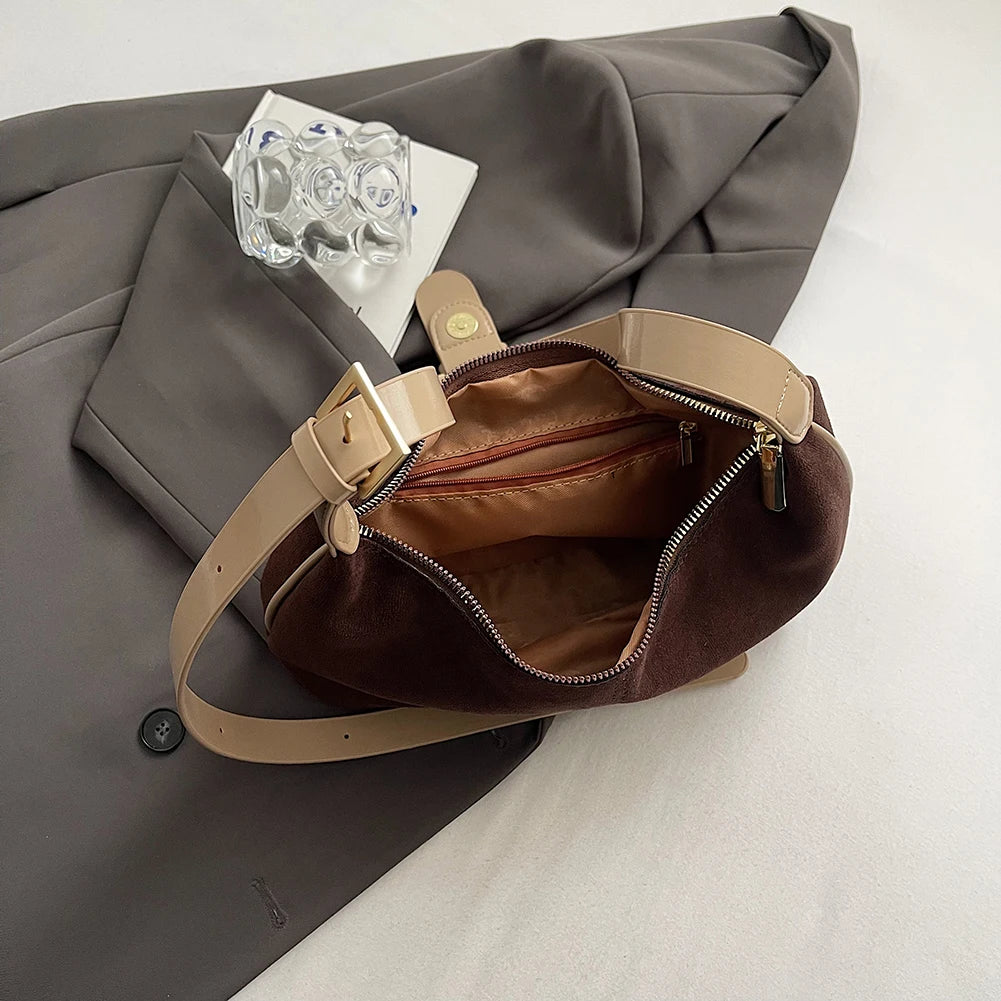 Suede Hobo Crossbody Handbag