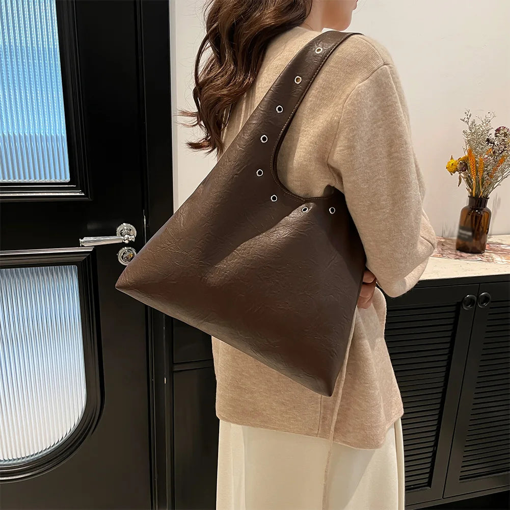 Slouchy Magnetic Closure Tote Bag