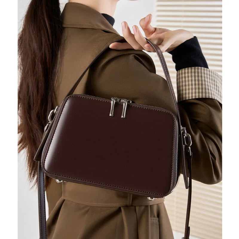 Structured Cowhide Underarm Square Bag