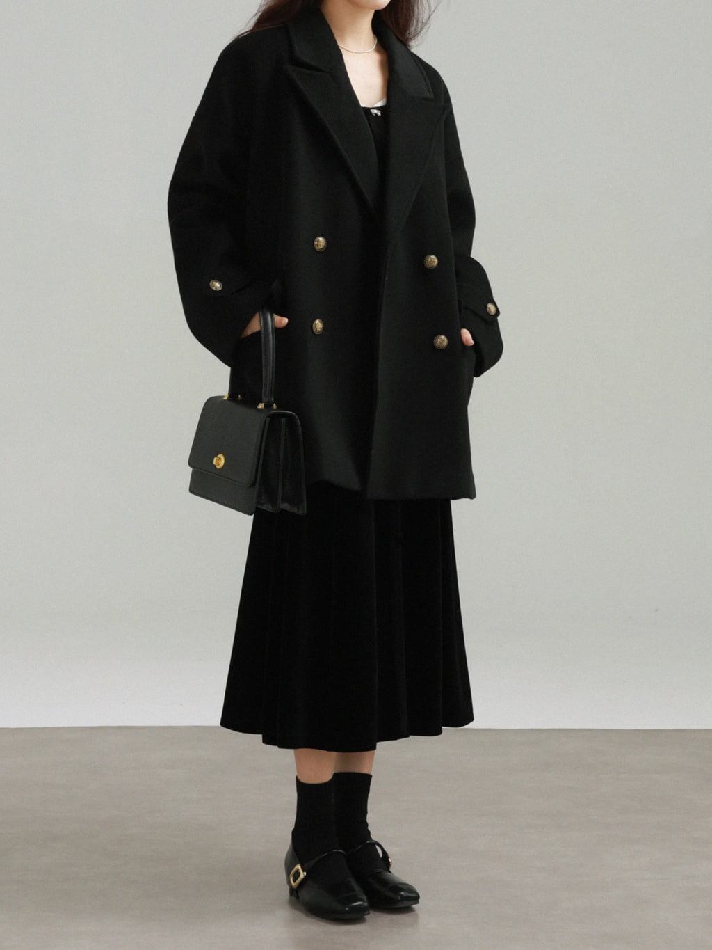 Short Double-Breasted Blazer Coat