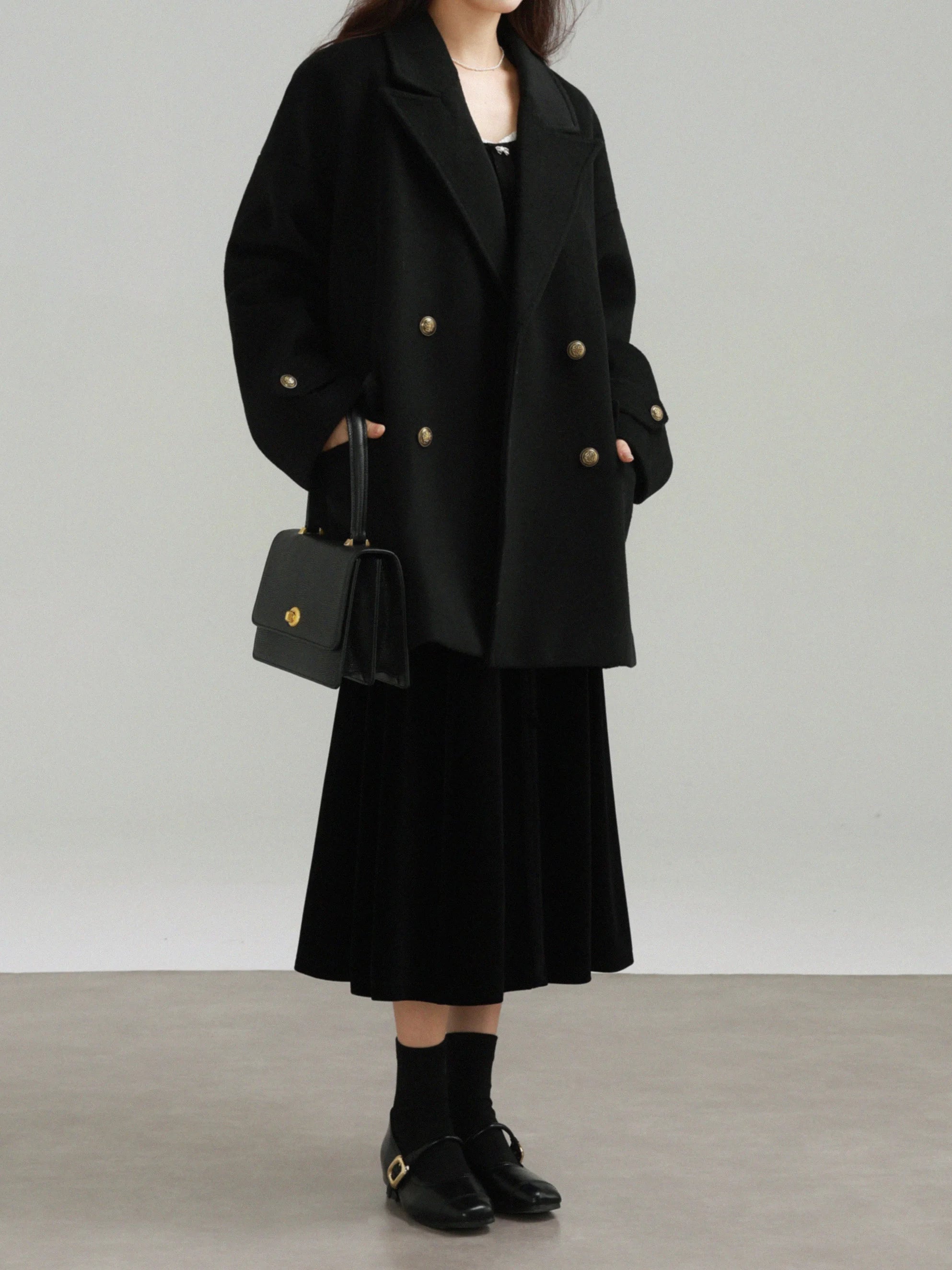 Short Double-Breasted Blazer Coat