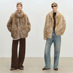 Stand Collar Faux Fur Coat
