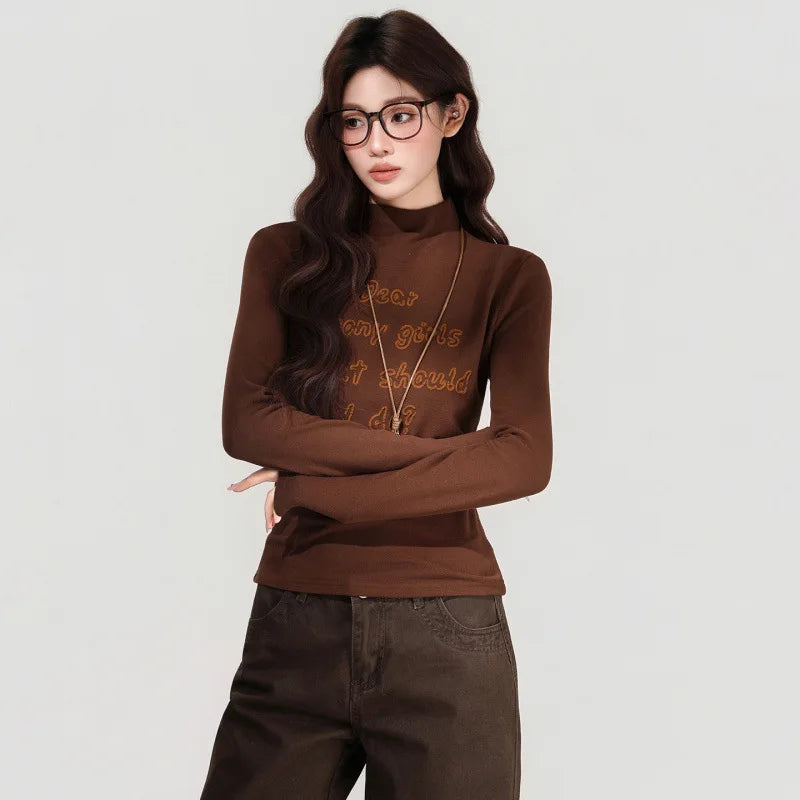 Caramel Letter Print Long Sleeve