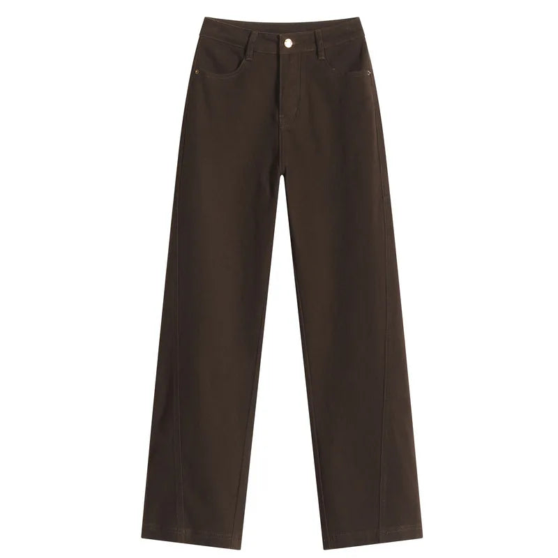Coffee Coloured Elastic Waist Jeans