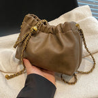 Pleated Chain-Strap Hobo Bag