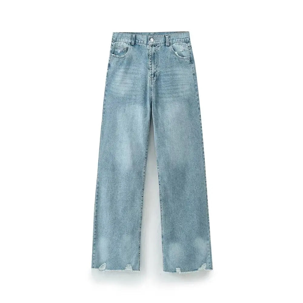 Vintage Ripped Wide Leg Jeans