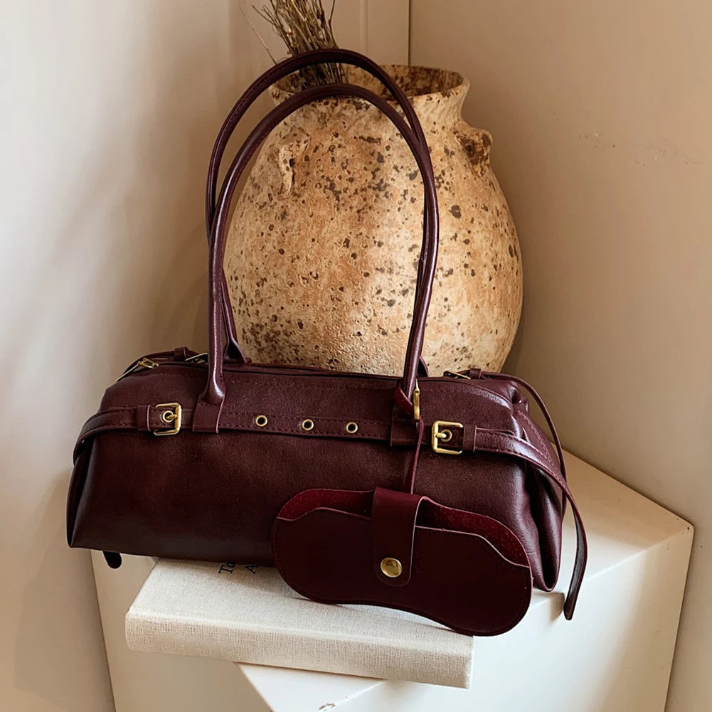 Solid PU Retro Bowling Bag