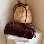 Solid PU Retro Bowling Bag