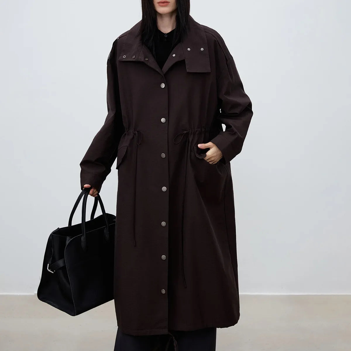 Brown Loose Fit Long Coat