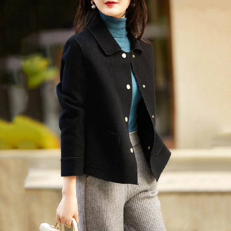 Polo Collar Double-Faced Wool Jacket