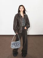 Vintage Distressed Brown Leather Jacket