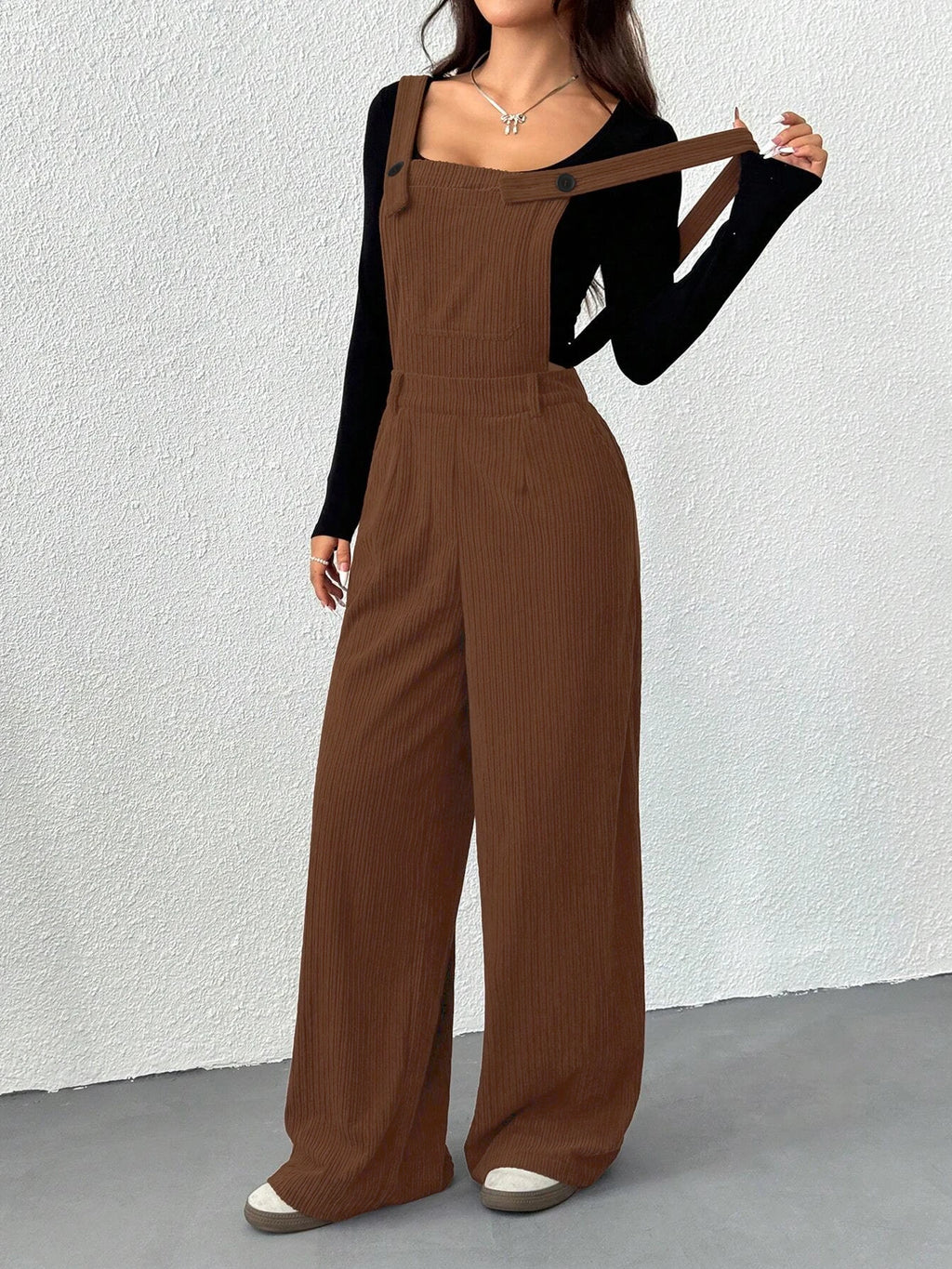 Corduroy Strap Wide Leg Jumpsuit