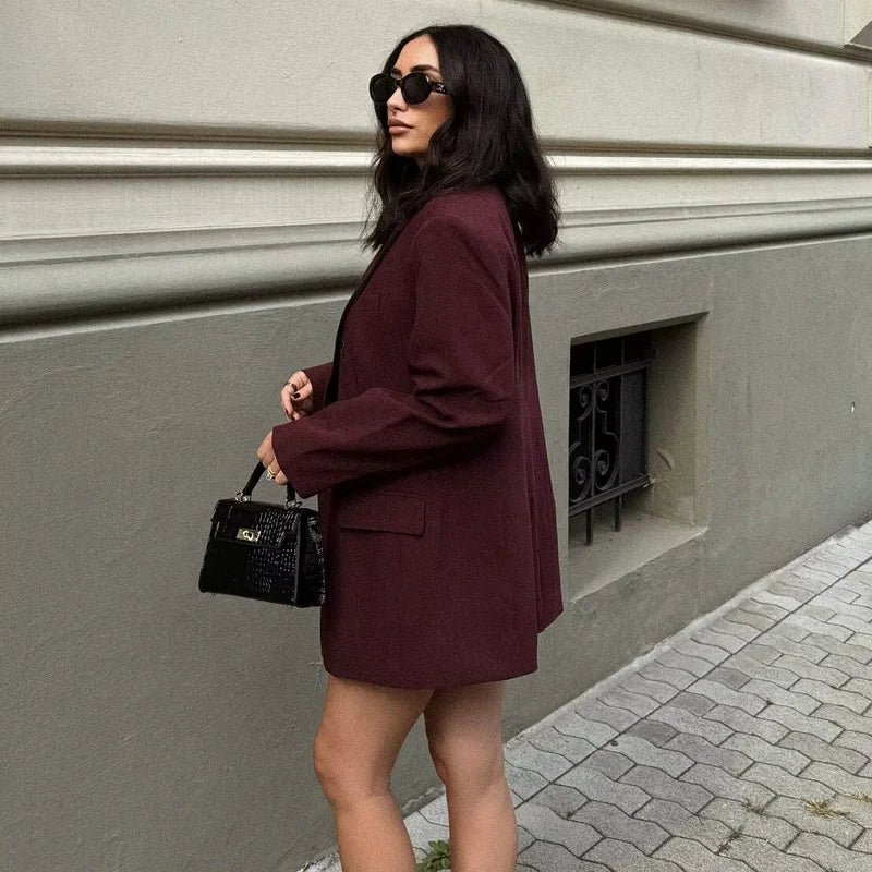 Long Oversized Single-Button Blazer