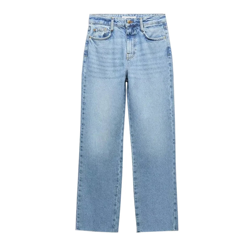 Light Wash Straight Leg Jeans