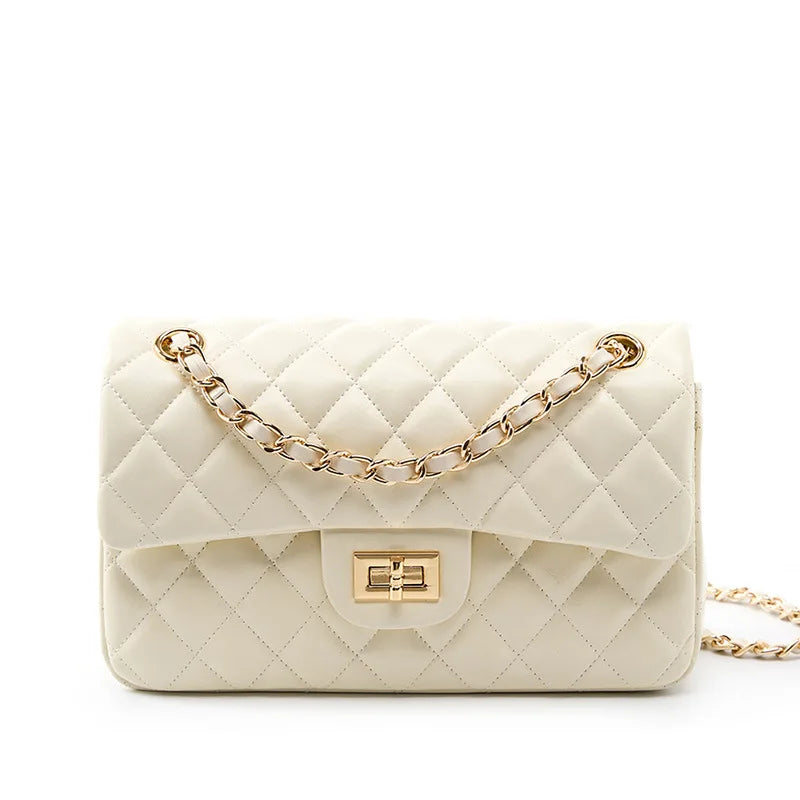 Diamond Stitch Leather Chain Bag