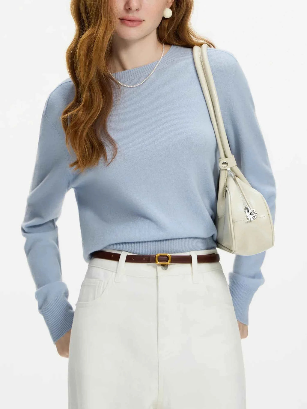 FSLE 100% Wool Seamless One-piece Knit Shirt Sweater For Women Autumn Winter New Design Wool Crew Neck Versatile Casual Sweater