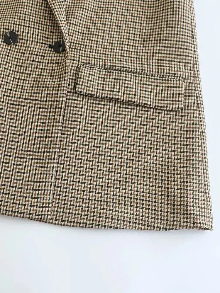 Vintage Plaid Double Breasted Blazer