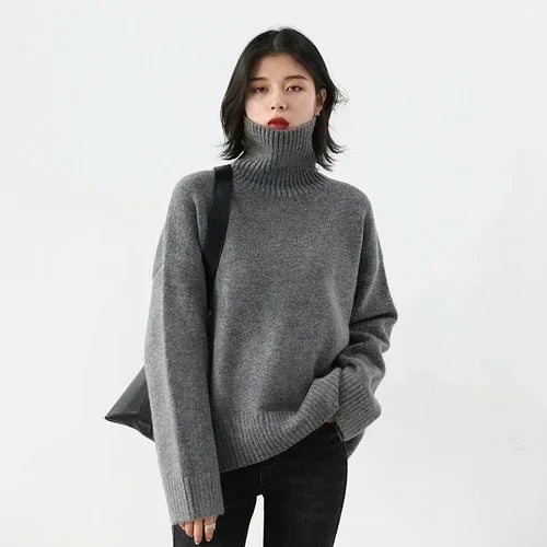 Loose Turtleneck Pullover Sweater Women's