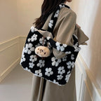 Floral Plush Velvet Tote Bag