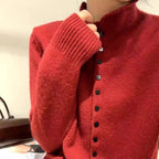Women's Heavy Knit Stand Collar Cardigan