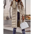 Mid-Length Hooded Puffer Cardigan Jacket