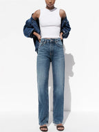 High Waist Zipper Wide Leg Jeans