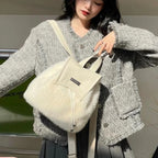 Fluffy Drawstring Y2K School Backpack