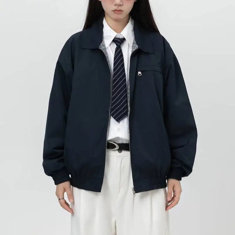 Double-Sided Plaid Stand Collar Jacket